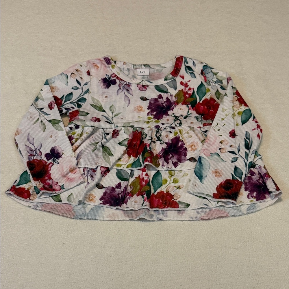Girl’s Floral Long Sleeve Top (3/4)